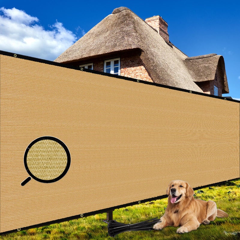 Shade&Beyond 6' X 50' Fence Privacy Screen Heavy Duty 170 GSM Fencing Mesh Shade Net Cover for Wall Garden Back Yard Outdoor Home Decoration, Sand - Image 1